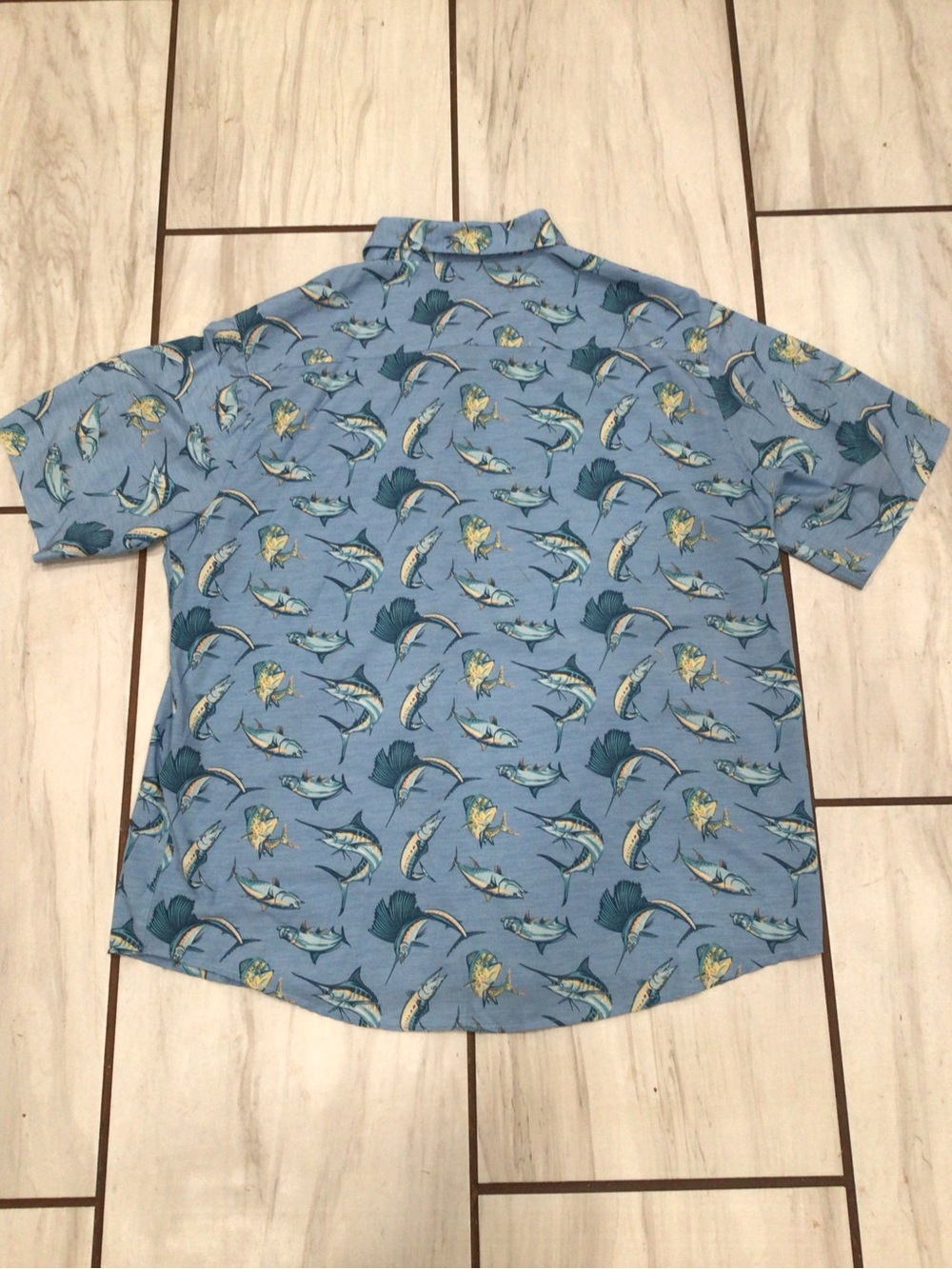 Simply Southern Saltwater Fish Button Up Shirt Mens L Blue Fishing Performance - Picture 5 of 6